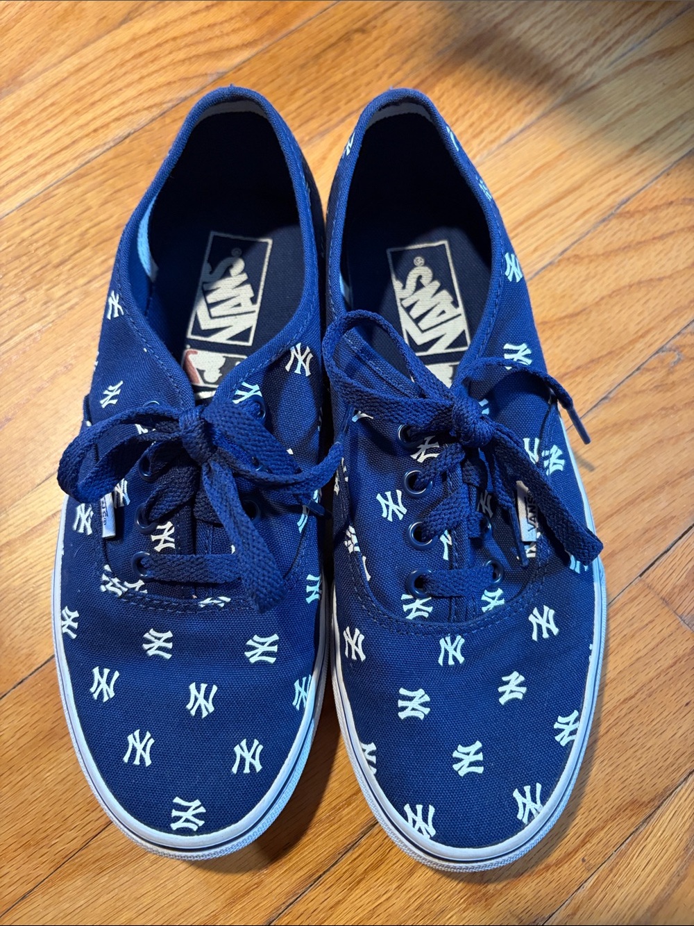 Vans Navy Canvas Sneakers with White Yankees Logo Print